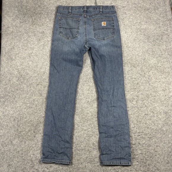 Carhartt Straight Fit Jeans Mens 34x34 Blue Denim Workwear Rugged Flex - Picture 4 of 12